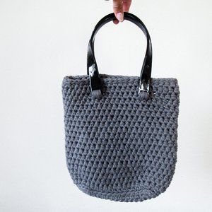 Chic + Minimal Knit Tote Purse Fashion Bag in Charcoal Grey